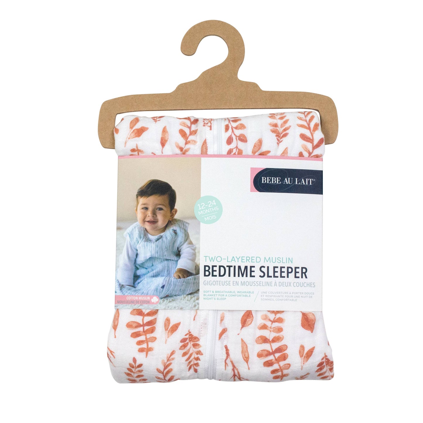 Pink Leaves Muslin Sleep Sack12-24 Months