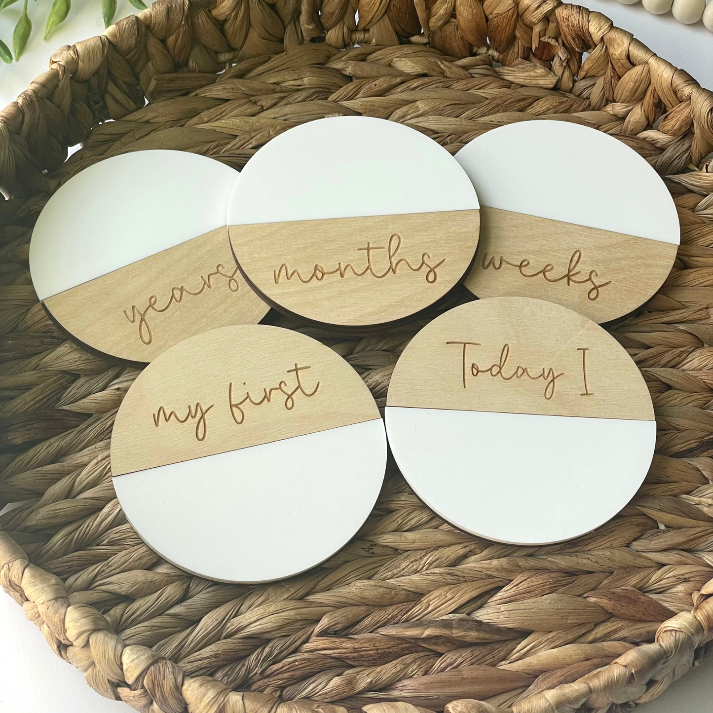 Reuse-able Baby Milestones, Acrylic and Wood Baby Milestones