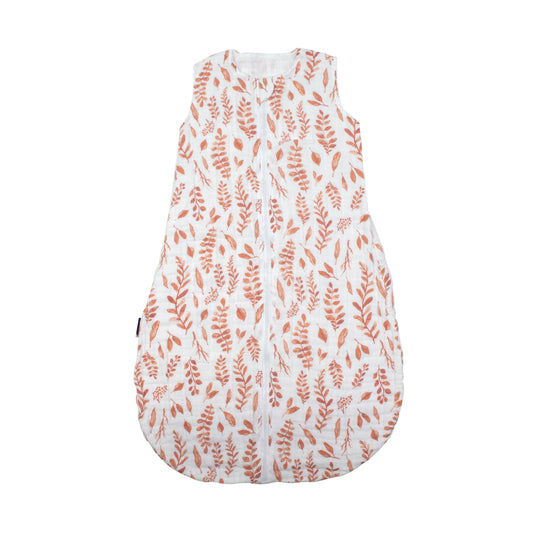 Pink Leaves Muslin Sleep Sack - 6-12 Months