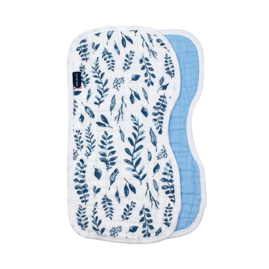 Blue Leaves Classic Muslin Burp Cloths Set