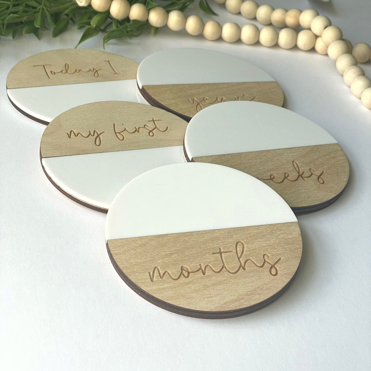 Reuse-able Baby Milestones, Acrylic and Wood Baby Milestones