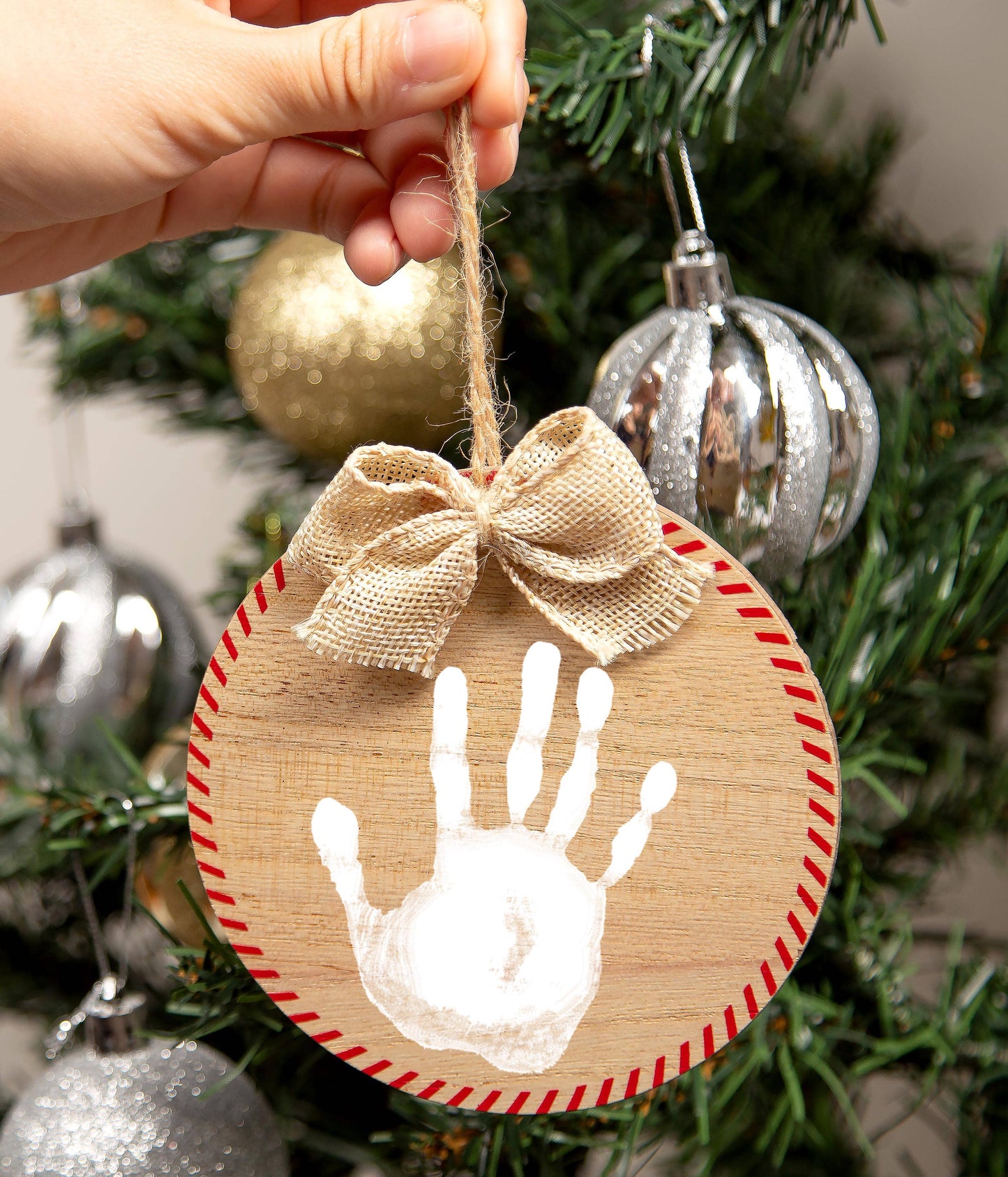 Fill & Print Ornament and Paint Kit, Christmas Rustic Ribbon