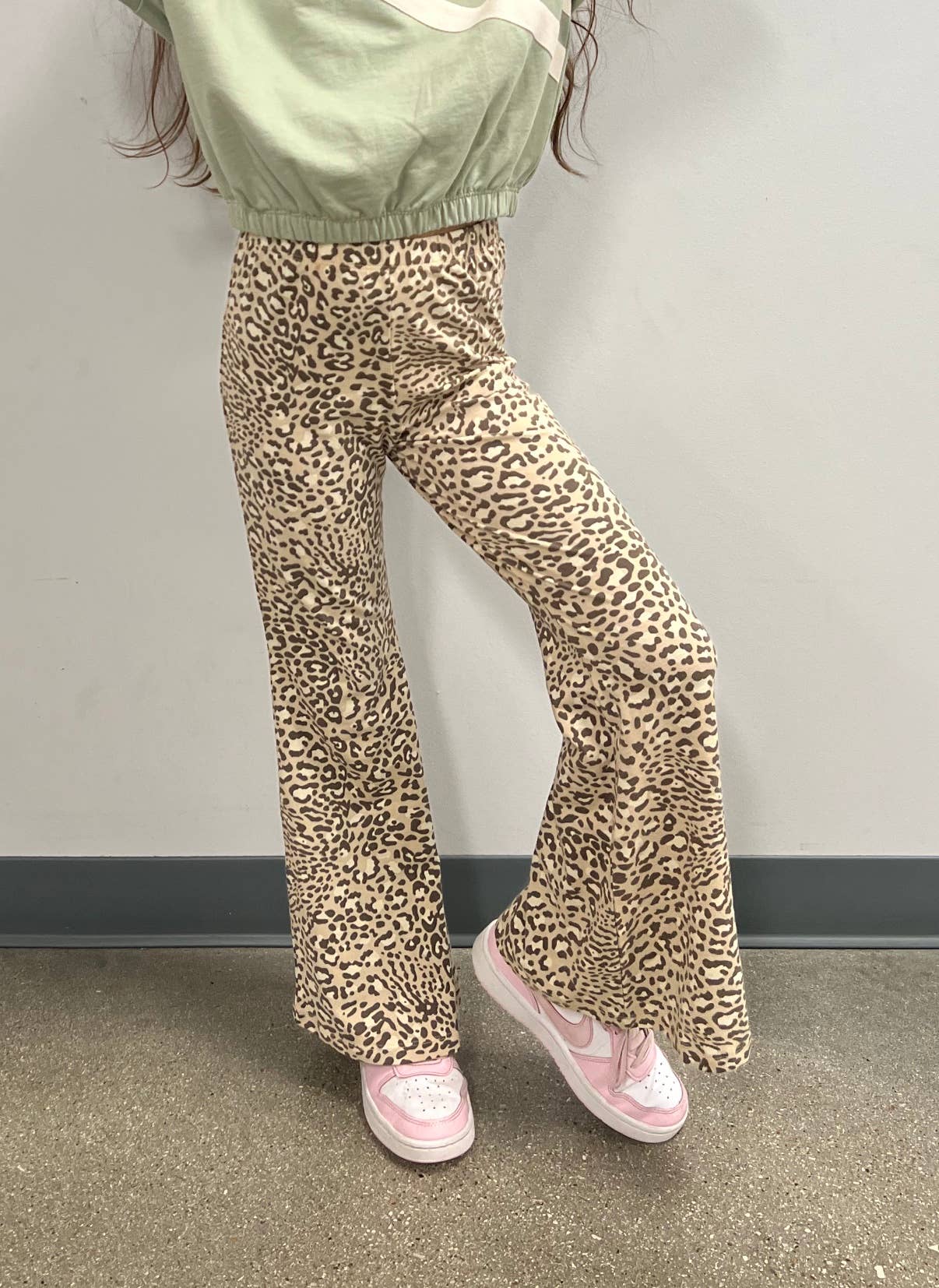 Leopard print tween bell bottom