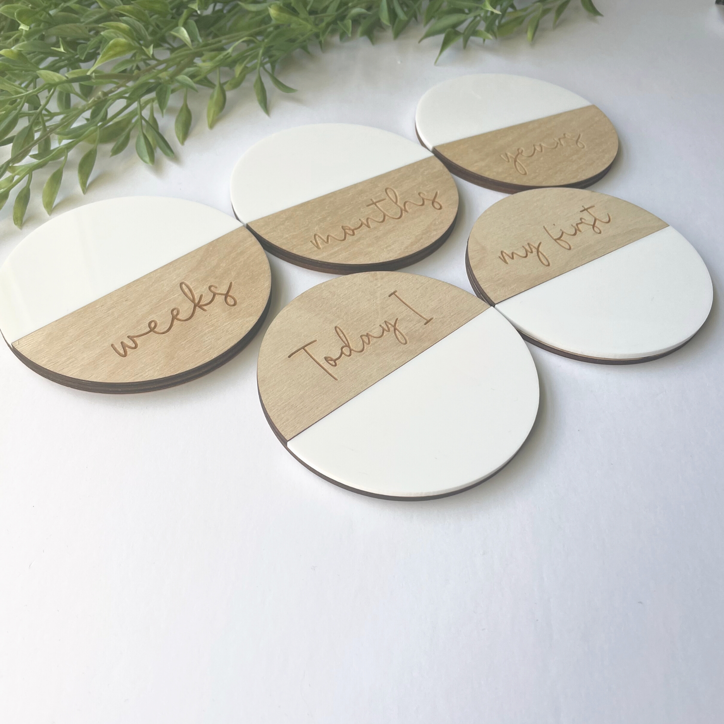 Reuse-able Baby Milestones, Acrylic and Wood Baby Milestones