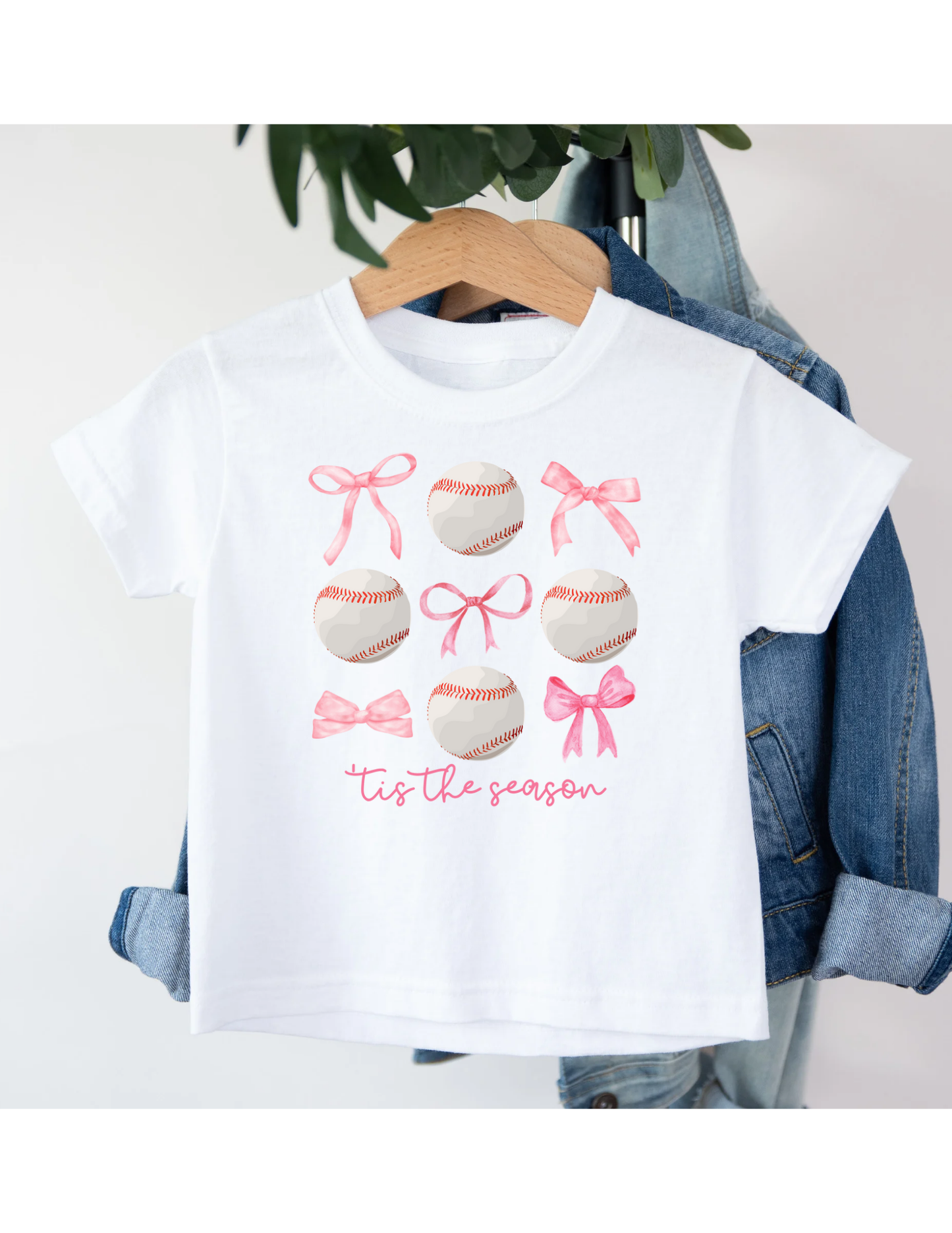 Girls Baseball and Bows Tee