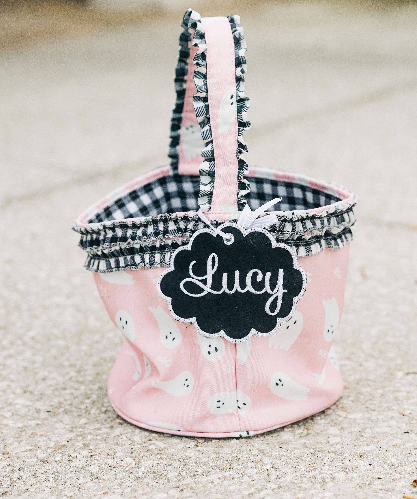Halloween Pink Ghost Trick or Treat Canvas Tote Bag