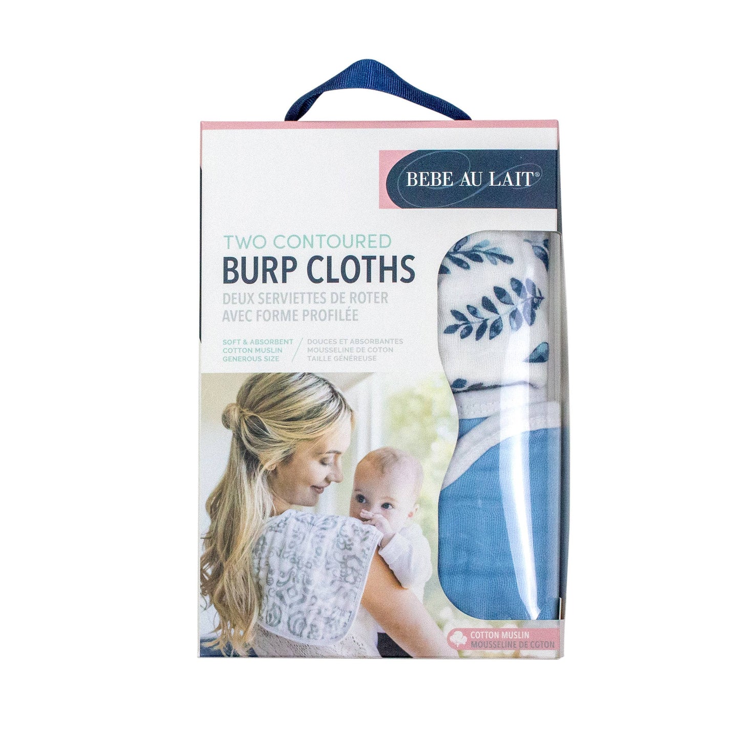 Blue Leaves Classic Muslin Burp Cloths Set
