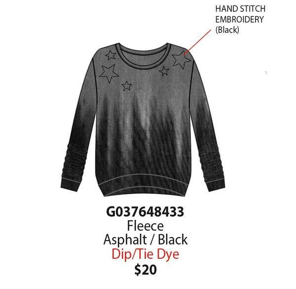 Star Emb tunic Length Tie Dye Sweatshirt -Tween Girls
