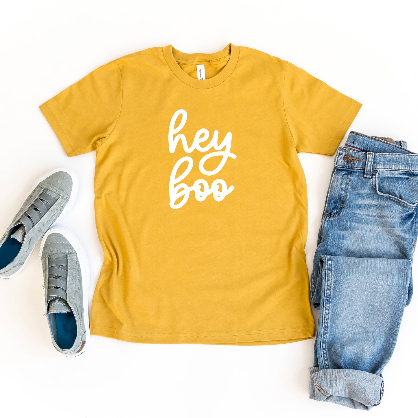 Hey Boo Cursive | Fall | Youth Short Sleeve Crew Neck