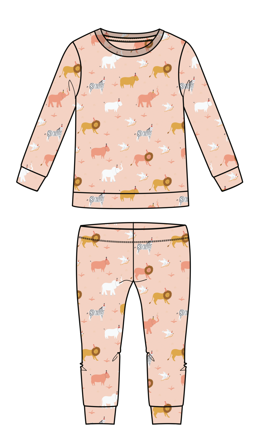 Kids Modal Bamboo Pajamas - Party Animals