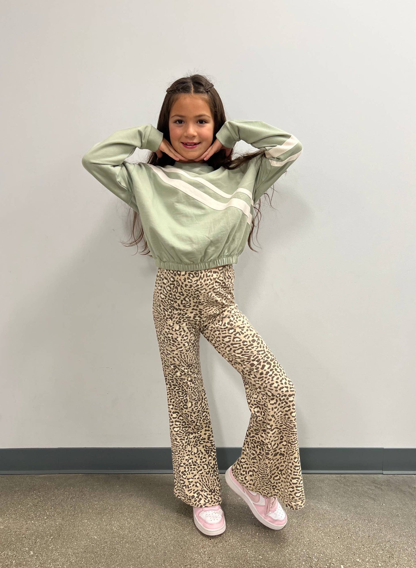 Leopard print tween bell bottom