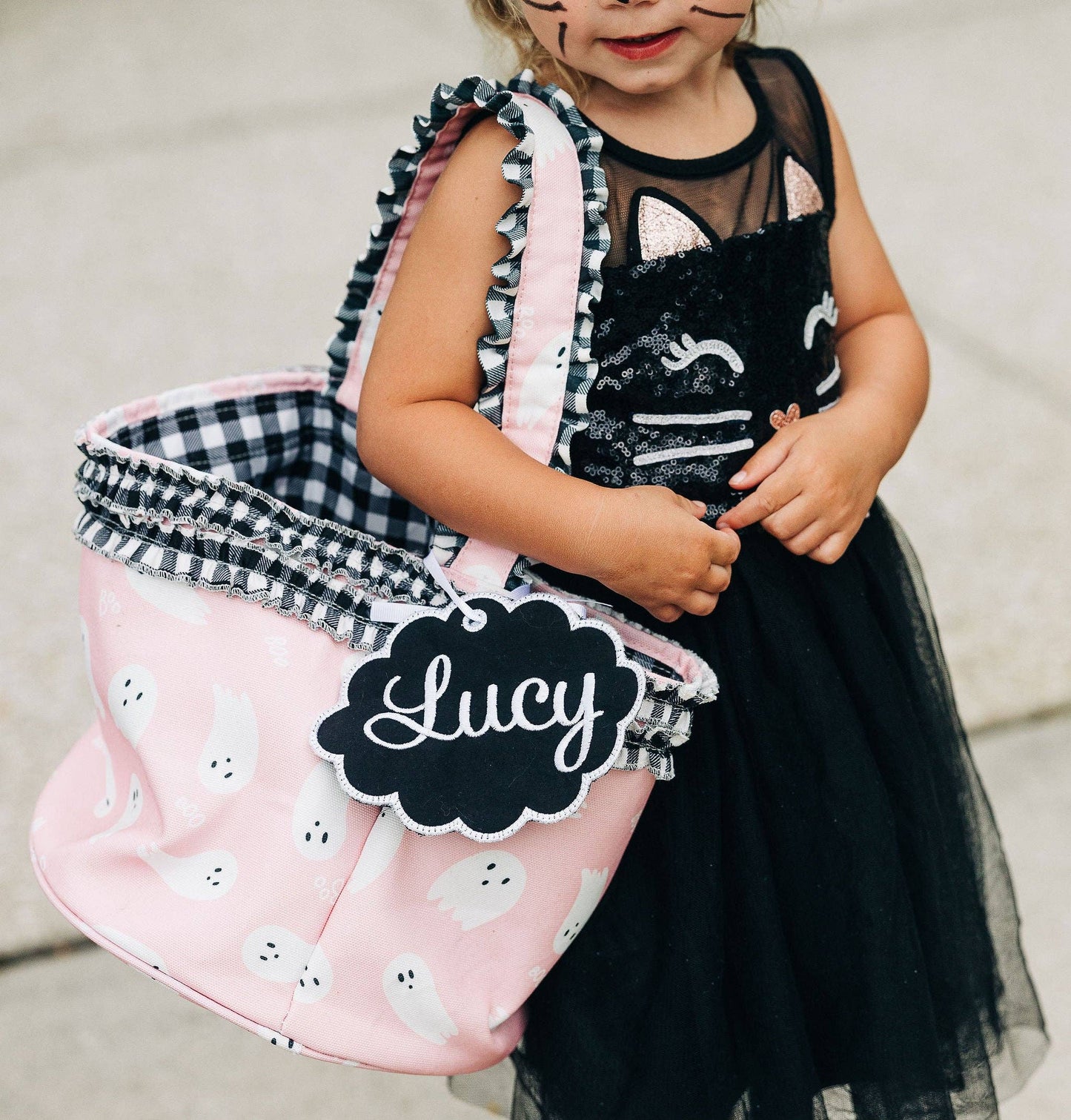 Halloween Pink Ghost Trick or Treat Canvas Tote Bag
