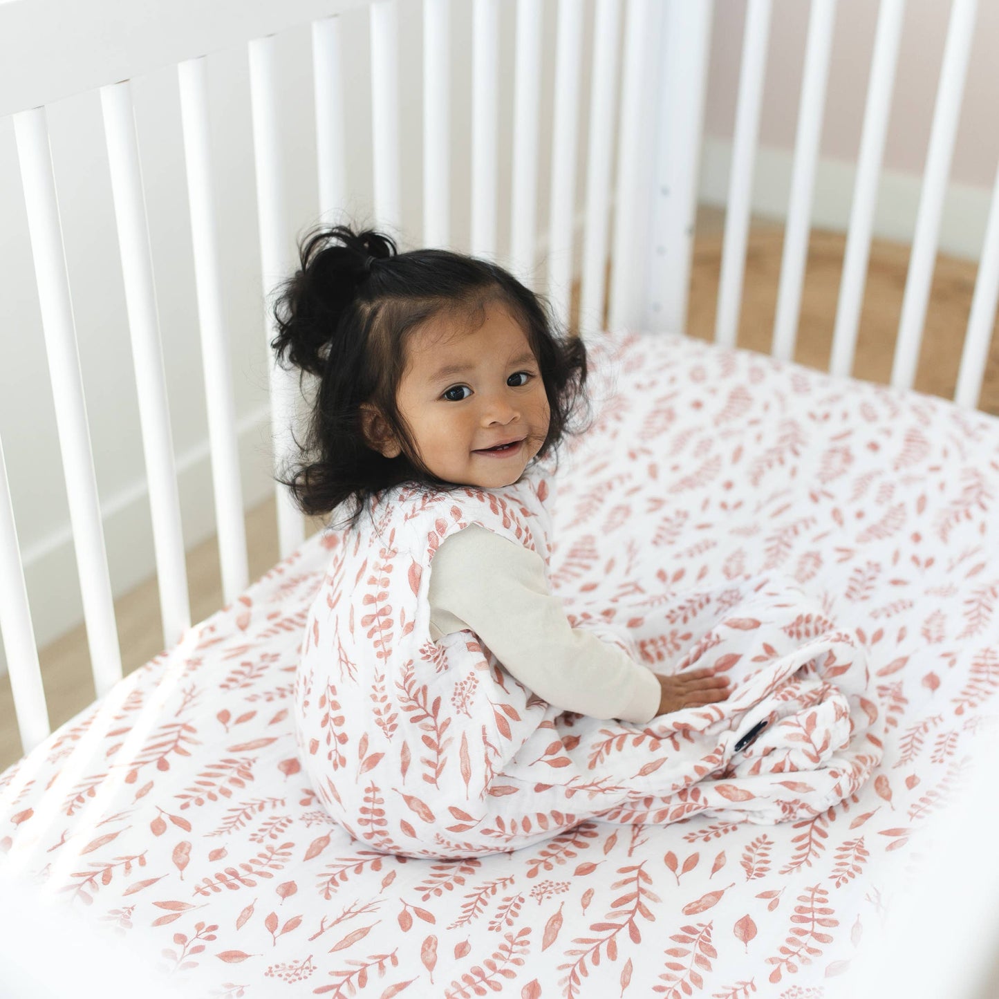 Pink Leaves Muslin Sleep Sack12-24 Months