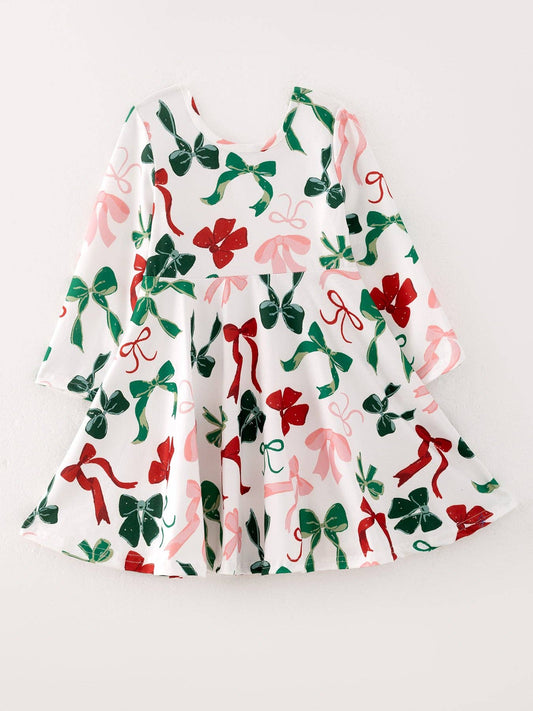Girls Christmas Bow Dress