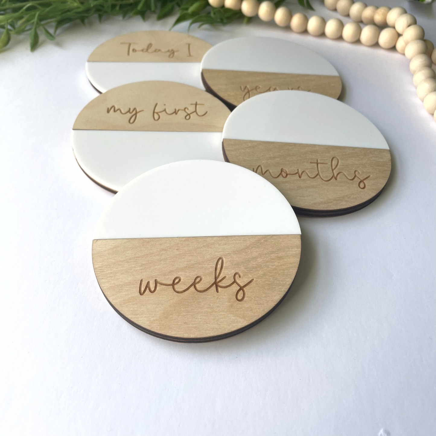 Reuse-able Baby Milestones, Acrylic and Wood Baby Milestones