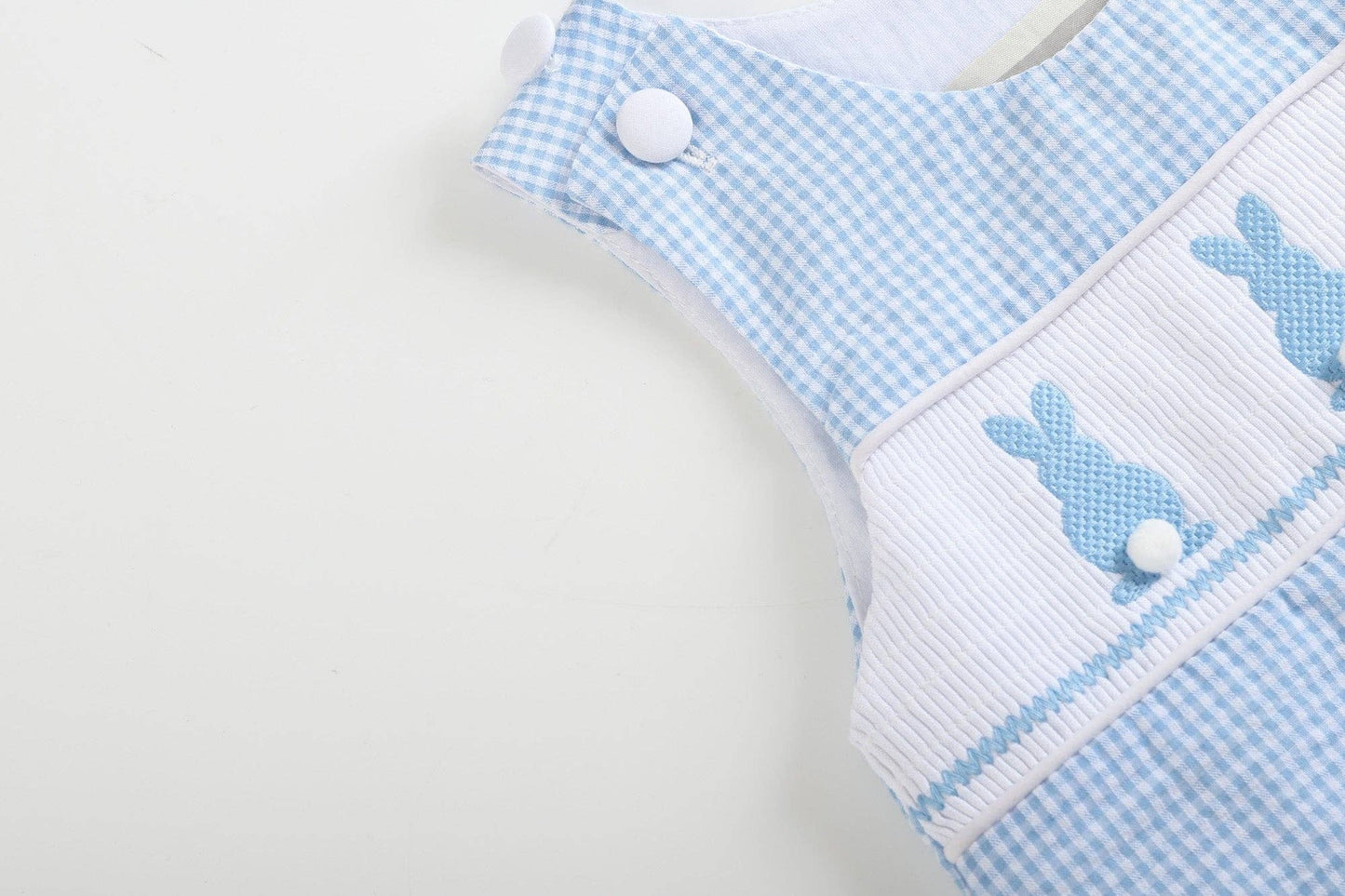 Gingham Bunny Smocked Shortalls