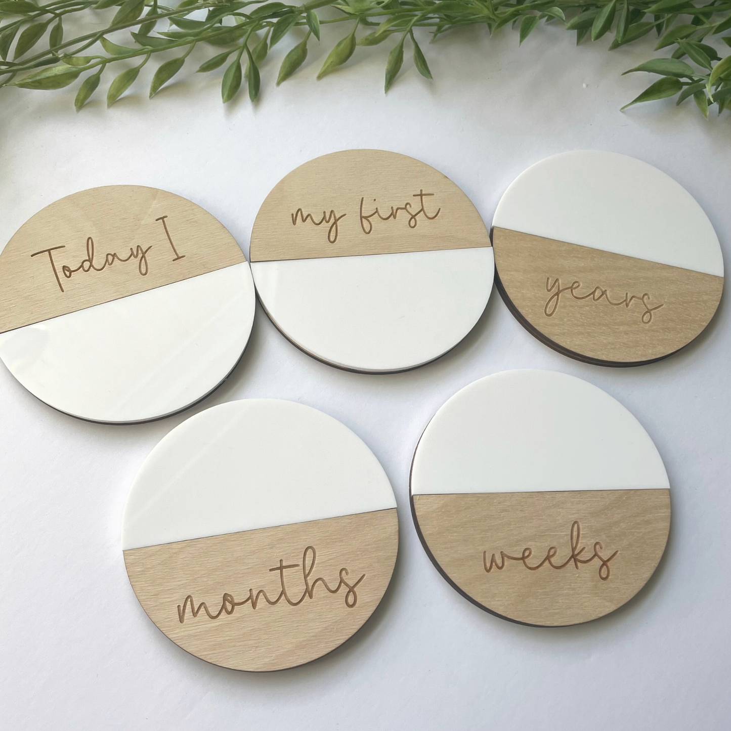 Reuse-able Baby Milestones, Acrylic and Wood Baby Milestones