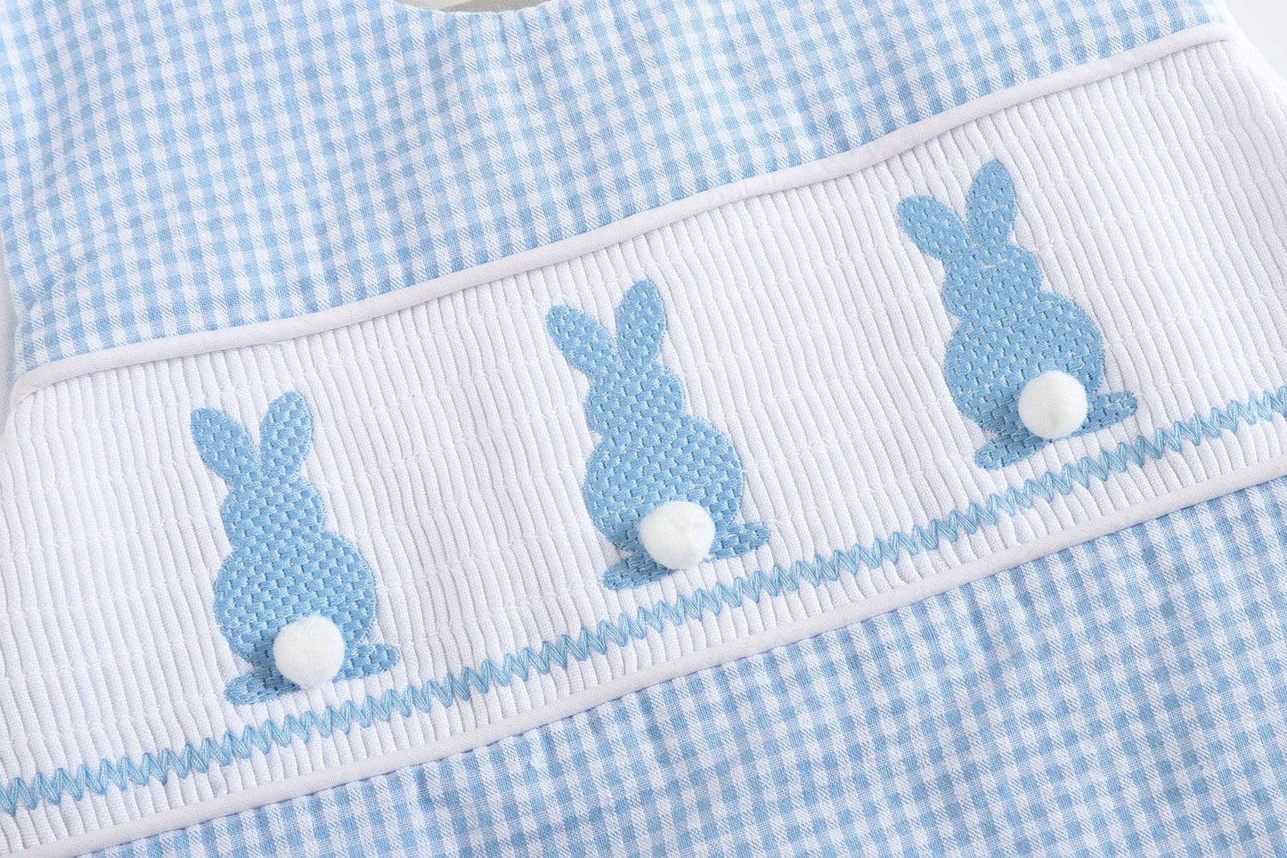 Gingham Bunny Smocked Shortalls