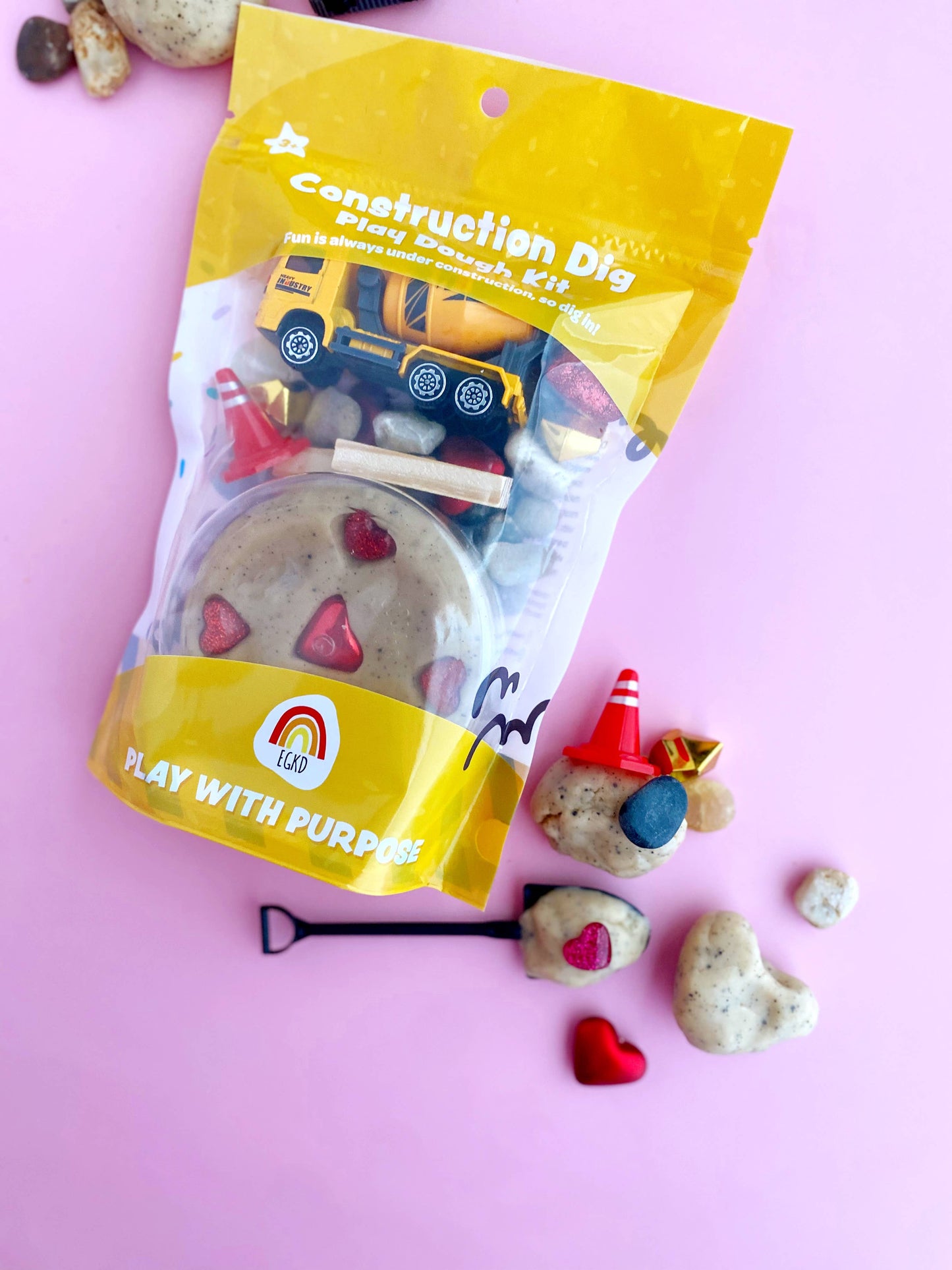 Valentines "I Dig You" Construction Sensory Play Dough Kit