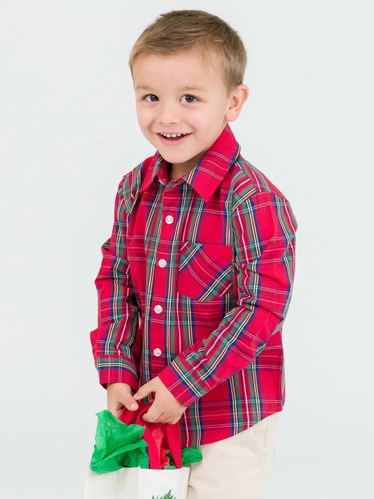Boys Plaid Button Down