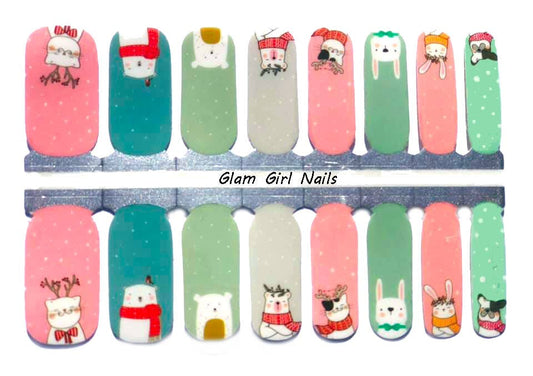 Holiday Animals Christmas Nail Wraps