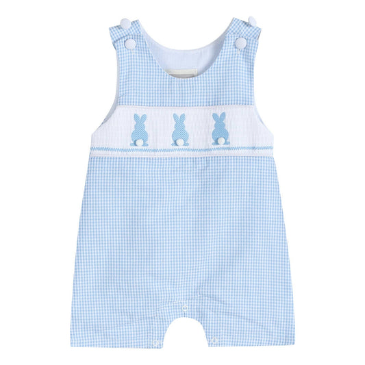 Gingham Bunny Smocked Shortalls