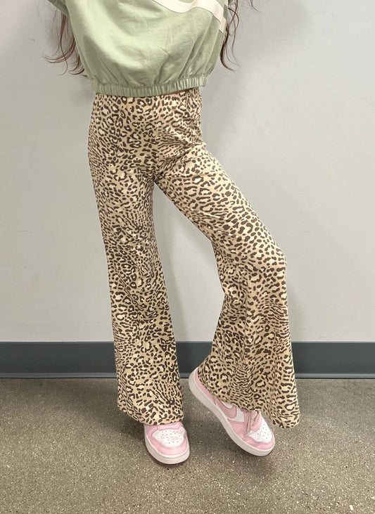 Leopard print tween bell bottom