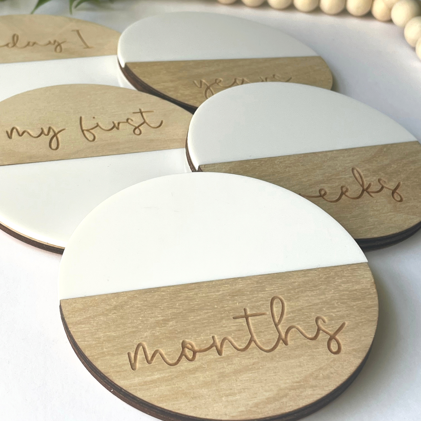 Reuse-able Baby Milestones, Acrylic and Wood Baby Milestones