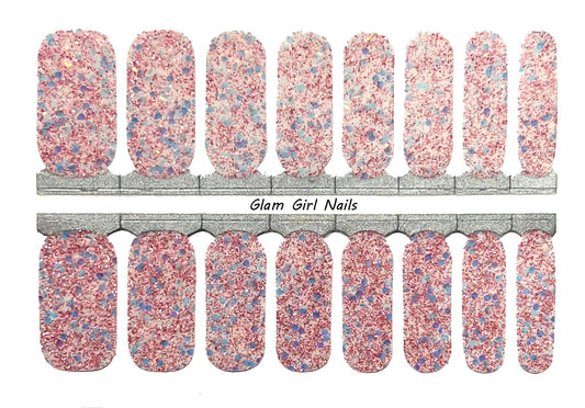 Pink Chunky Glitter Nail Wraps