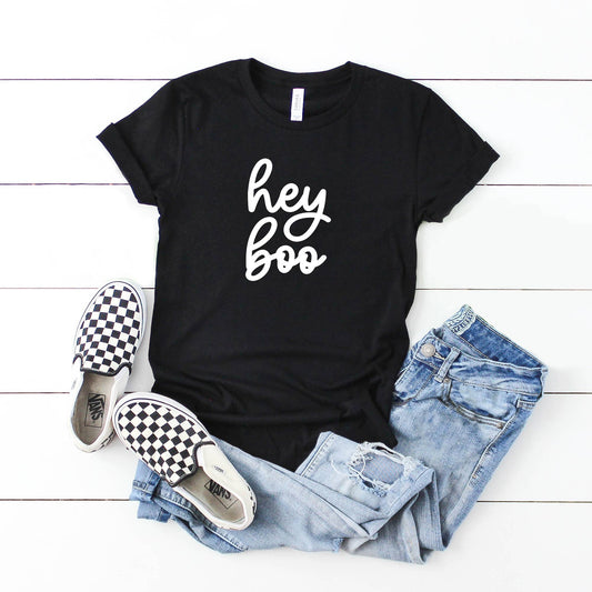 Hey Boo Cursive | Fall | Youth Short Sleeve Crew Neck