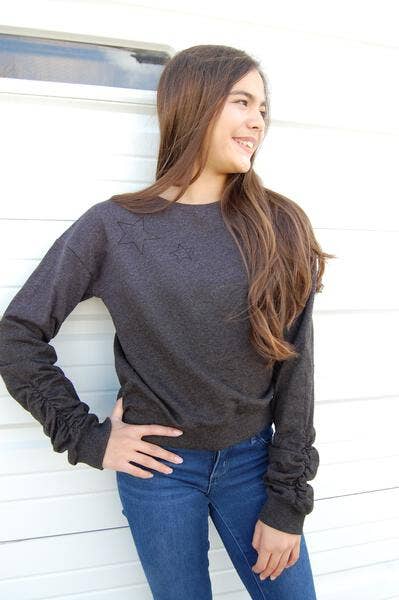 Star Emb tunic Length Tie Dye Sweatshirt -Tween Girls